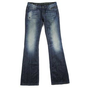 Rock For Express Womens Bootcut Jeans Dark Wash Denim Low Rise Cotton Size 6
